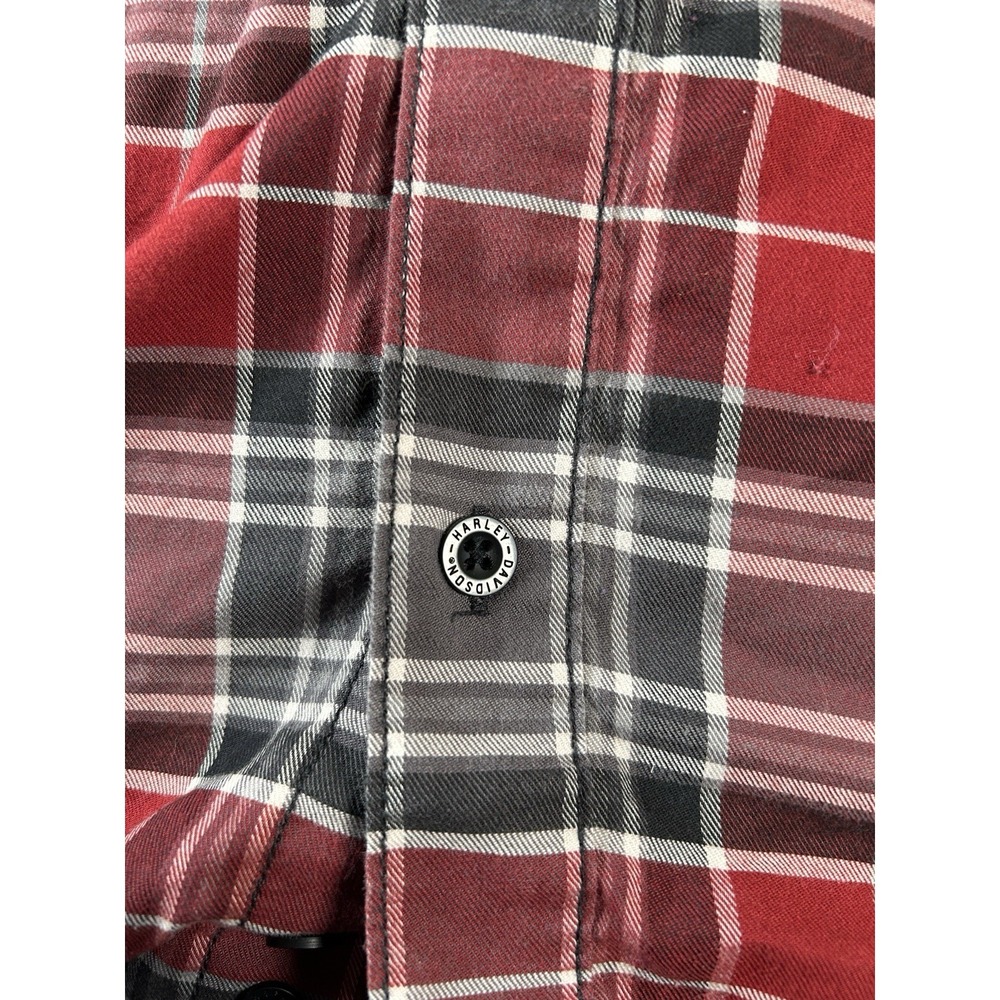 Harley Davidson Shirt Size 2XL 120th Anniversary Red Plaid Button Up - Picture 8 of 10